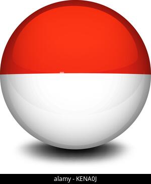 Illustration of a ball with the flag of Indonesia and Monaco on a white background Stock Vector