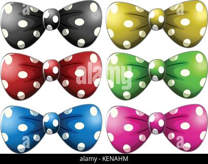 Illustration of different polka dot bow tie Stock Vector