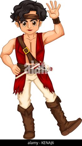 Illustration of a close up pirate Stock Vector