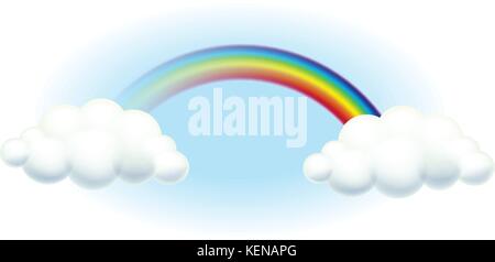 Illustration of a rainbow in the sky on a white background Stock Vector