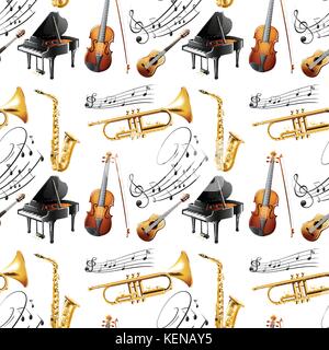 Illustration of seamless instruments Stock Vector