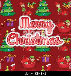 Merry Christmas theme on seamless background Stock Vector