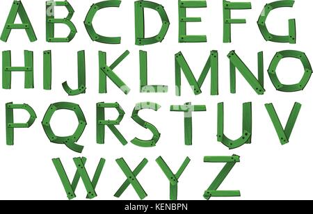 Illustration of the green colored letters of the alphabet on a white background Stock Vector