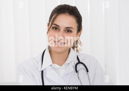 Close-up Of A Happy Young Female Doctor Stock Photo