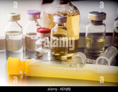 Medicine in vials, ready for vaccine injection Stock Photo