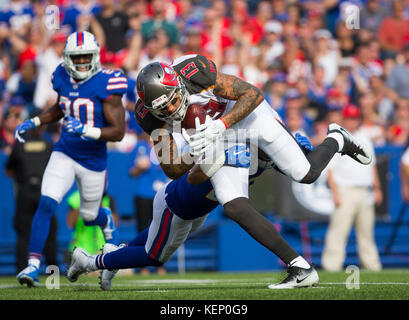 Buffalo Bills strong safety Micah Hyde, right, exchanges jersey's