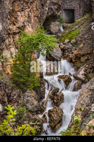 Lake Minnewanka located in Banff National Park, Alberta. Stock Photo