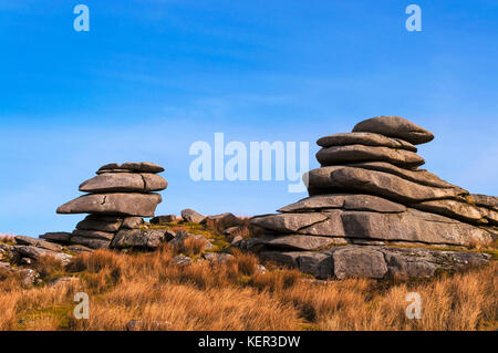 granite rock formation on stowes hill, bodmin moor, cornwall, uk. Stock Photo