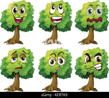 Illustration of trees with expressions Stock Vector