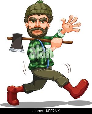 Illustration of a single lumberjack Stock Vector