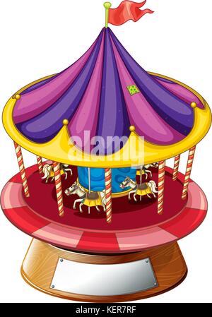 Illustration of a carousel ride on a white background Stock Vector