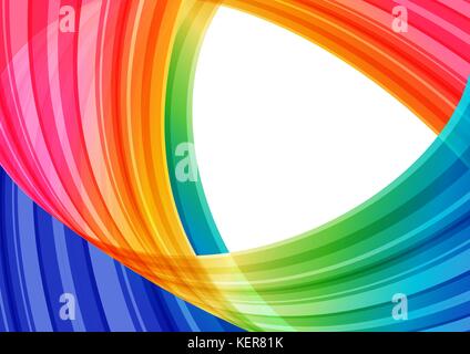 Abstract bright striped background with triangular white frame Stock Vector
