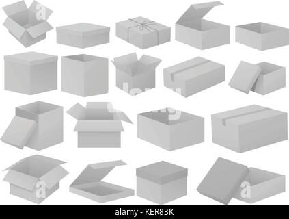 Illustration of grey cardboard boxes Stock Vector