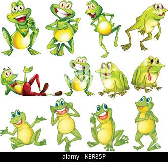 Illustration of different positions of frogs Stock Vector