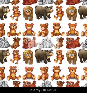 Illustration of a seamless bears Stock Vector