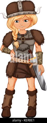 Illustration of a female viking Stock Vector