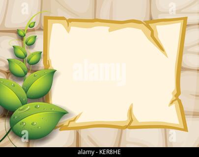 Illustration of an empty template with leaves Stock Vector