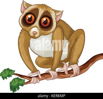 Illustration of a loris on a tree Stock Vector