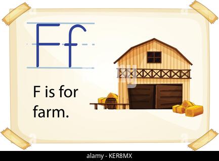 Farm flashcard poster with letters Stock Vector