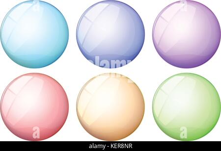 Illustration of the six round icons on a white background Stock Vector