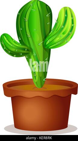 Illustration of a cactus plant in a pot on a white background Stock Vector
