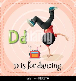 Illustration of a letter D is for dancing Stock Vector