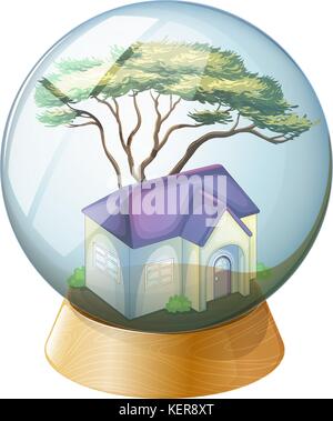 Illustration of a crystal ball with a house on a white background Stock Vector