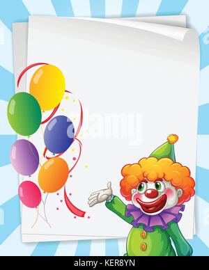 Illustration of a clown with balloons and the empty signage Stock ...