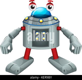 Illustration of a cute gray robot on a white background Stock Vector