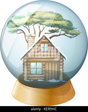 Illustration of a house inside the crystal ball on a white background Stock Vector