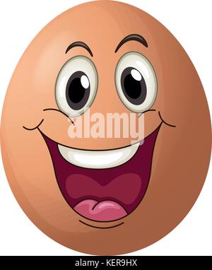 Illustration of a smiling egg on a white background Stock Vector