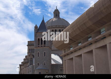 Christian Science Church, The Mother Church, in Boston Massachusetts, set against a blue sky with white, wispy clouds Stock Photo