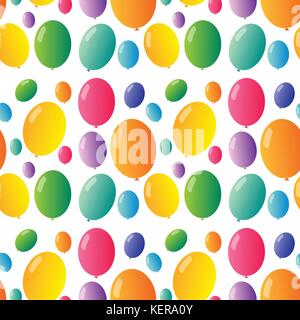 Illustration of a seamless design with colorful balloons on a white background Stock Vector