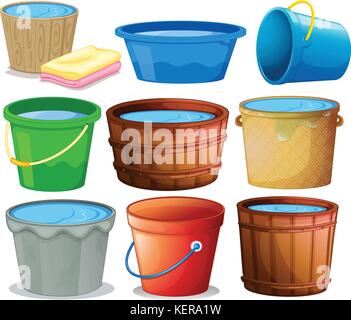 Illustration of many buckets Stock Vector