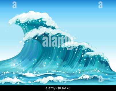 Illustration of the big waves Stock Vector