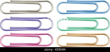 Illustration of the colorful paper clips on a white background Stock Vector