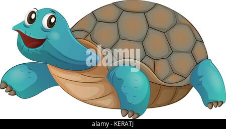 Illustration of a turtle smiling on a white background Stock Vector