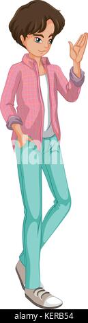 Illustration of a young man with a checkered jacket on a white background Stock Vector