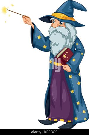 Vector illustration of Boy Magician holding magic hat cartoon Stock ...