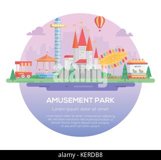 Amusement park - modern vector illustration Stock Vector