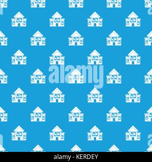 House with broken windows pattern seamless blue Stock Vector