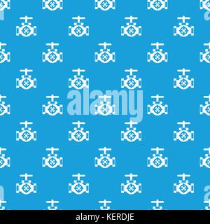 Pipe with a valves pattern seamless blue Stock Vector