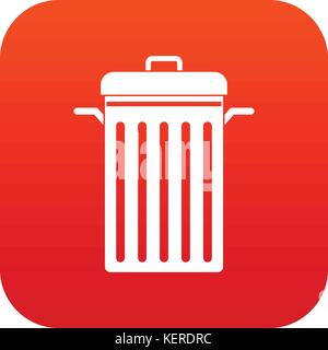 Metal trash can icon digital red Stock Vector