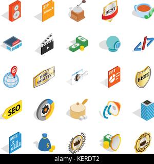 Studio icons set, isometric style Stock Vector