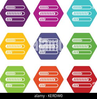 Sign horizontal columns load icon set color hexahedron Stock Vector