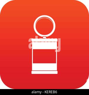 Trash can with pedal icon digital red Stock Vector