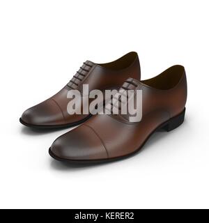 Male leather shoes isolated on a white, 3D illustration Stock Photo