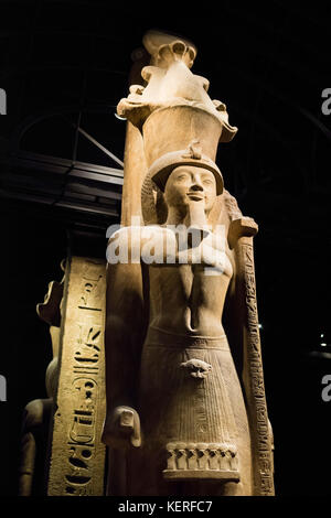 Turin. Italy. Portrait statue of Egyptian Pharaoh Seti II wearing an ...