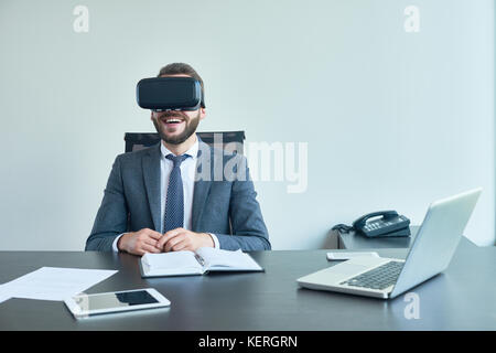 Using VR Headset at Office Stock Photo