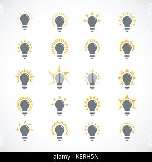 Set of 25 ligt bulb icons, symbol of ideas Stock Vector
